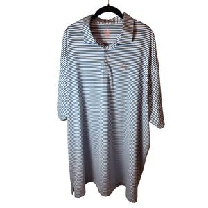 Rhoback Polo Shirt Mens XXXL Blue White Excellent Striped Performance Golf Top